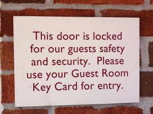 Sign outside hotel door