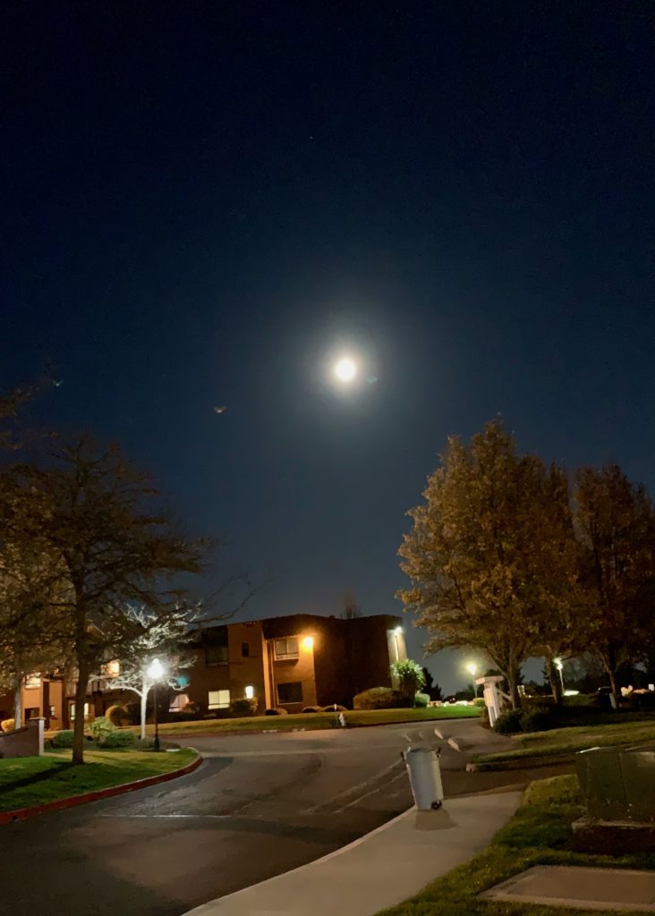 Super moon over Tacoma, WA, USA, April7, 2020