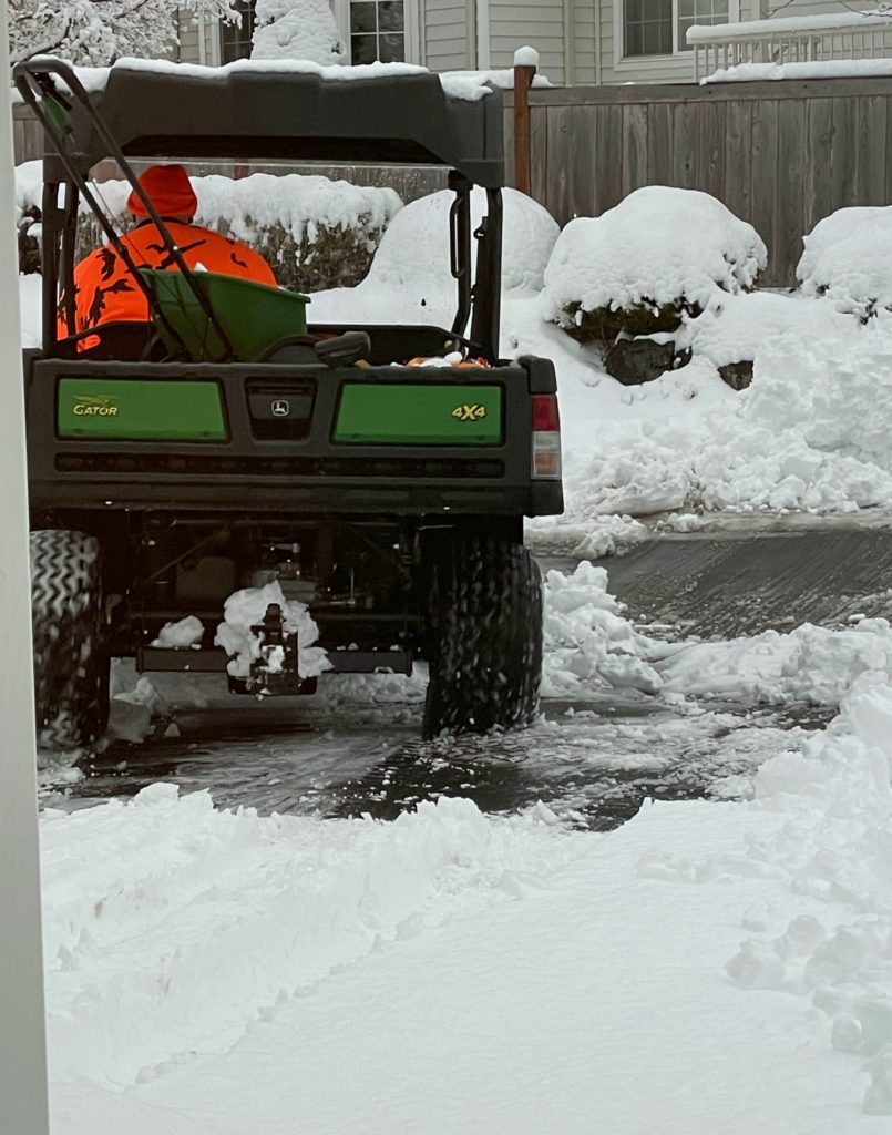 snow plow on driveway