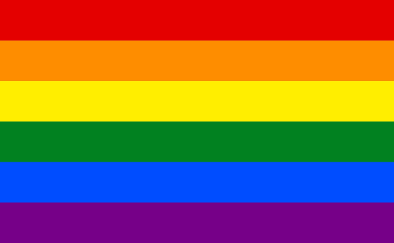 Rectangular flag with stripes of rainbow colors