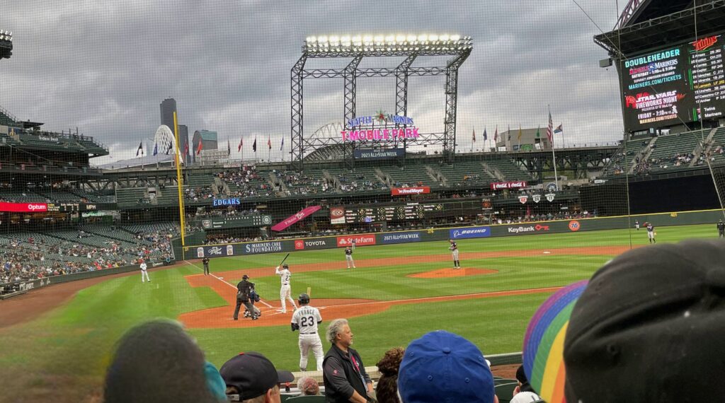 Baseball action at T-Mobile Park in Seattle, Washington.